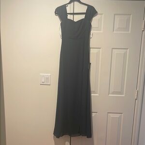 NWT Lulu's Dark Forest Green Maxi Dress with Slit brand new size S